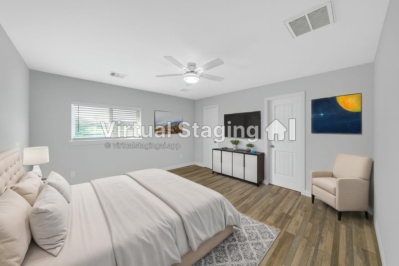 4732 Carmen Street, Unit A Houston, TX 77033 - Photo 14 of 26 a bedroom with a bed and a couch