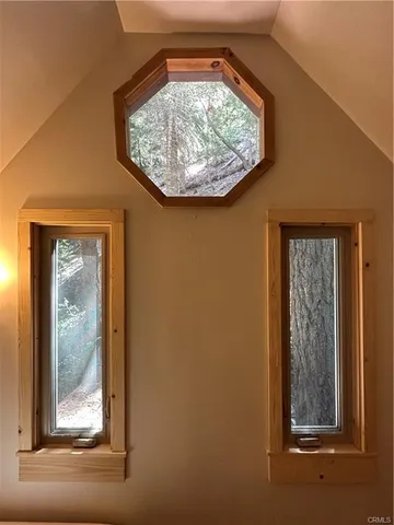 a view of a small space with a window