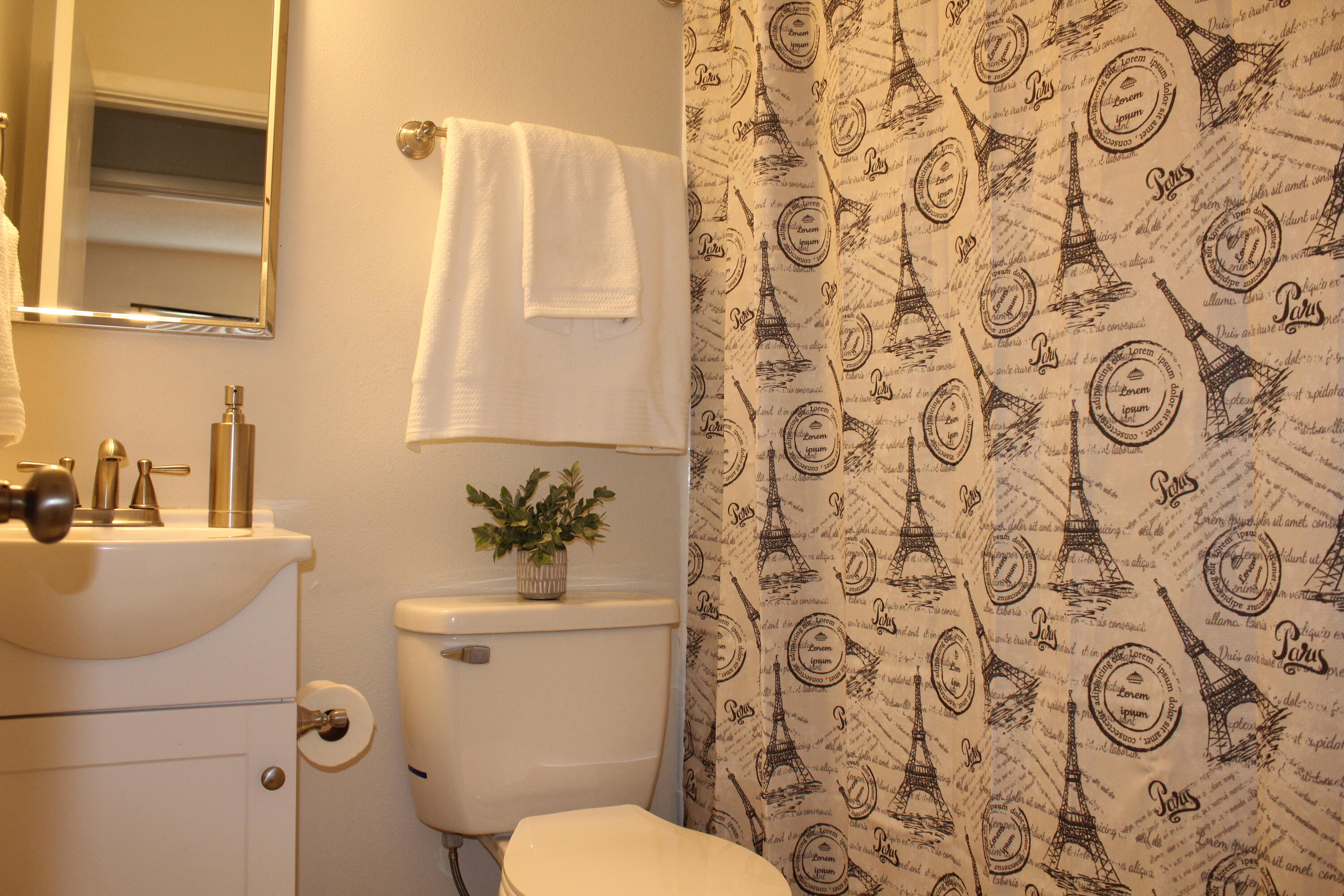 313 Brackin Street, Unit A Crestview, FL 32539 - Photo 13 of 27 a bathroom with a toilet sink and mirror