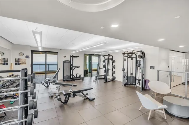 a view of a room with gym equipment