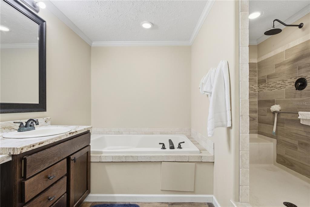 7970 Southwest 14th Place Bell, FL 32619 - Photo 44 of 45 a bathroom with a bathtub sink vanity and mirror