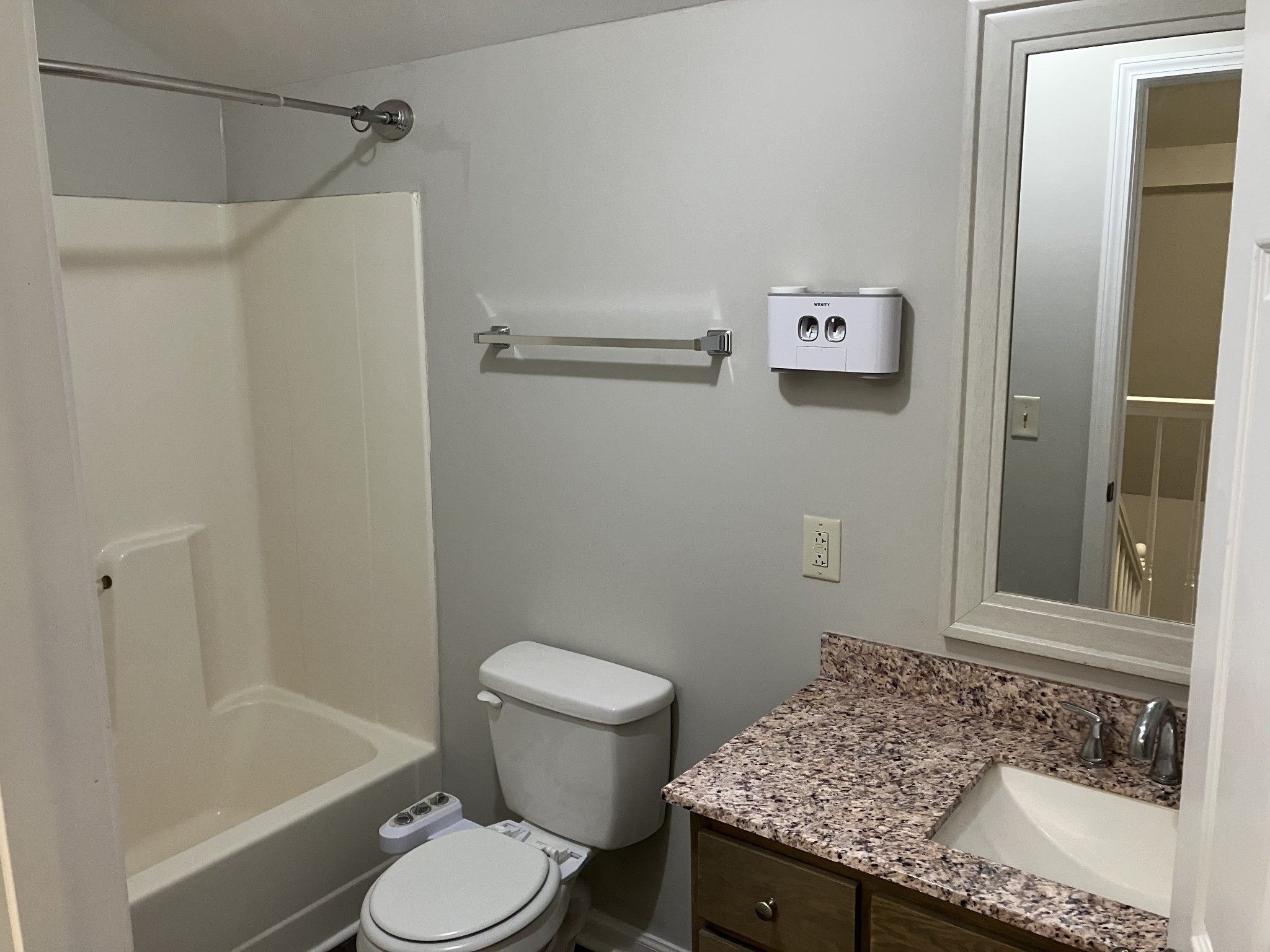 255 S Road Cottontown, TN 37048 - Photo 29 of 35 a bathroom with a granite countertop sink toilet and shower