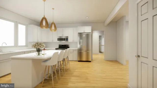 a bedroom with a bed and wall painting