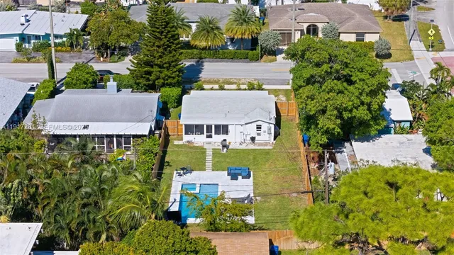 an aerial view of a house