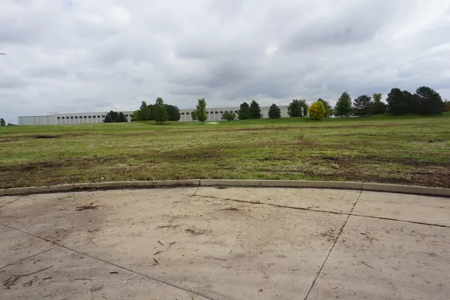 a view of a city street from a yard