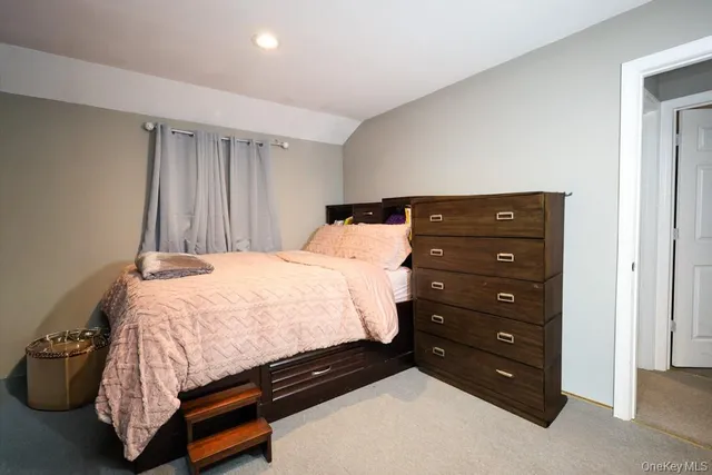 a bedroom with a bed and a closet