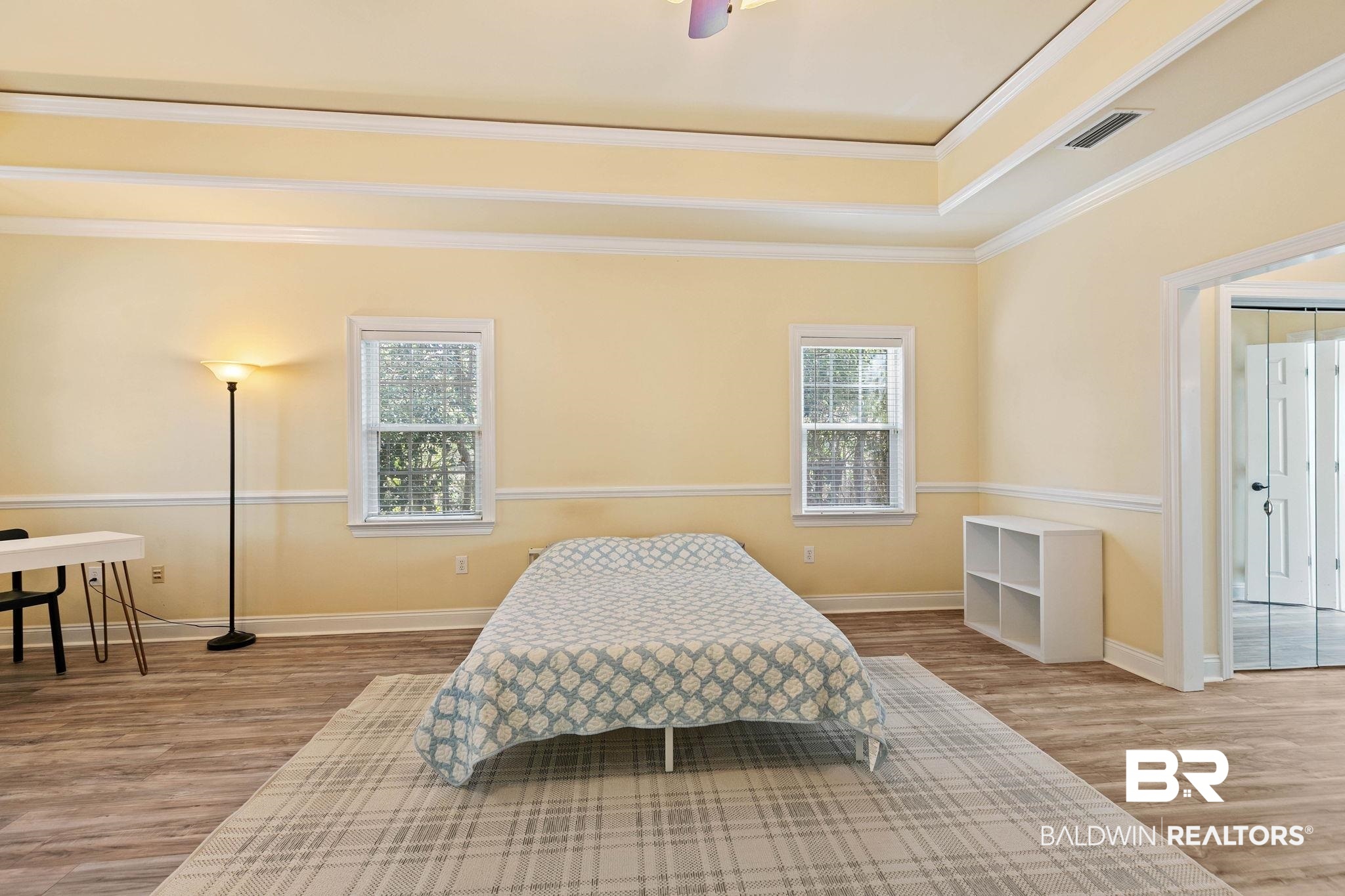 3668 Claridge Road North Mobile, AL 36608 - Photo 50 of 100 Bedroom with light wood-style flooring, crown molding, and ceiling fan