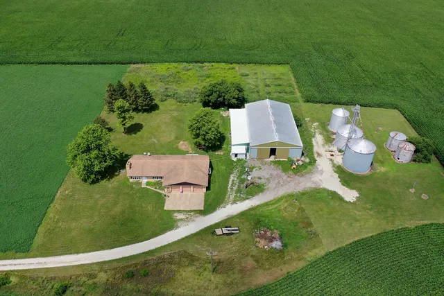 an aerial view of a house