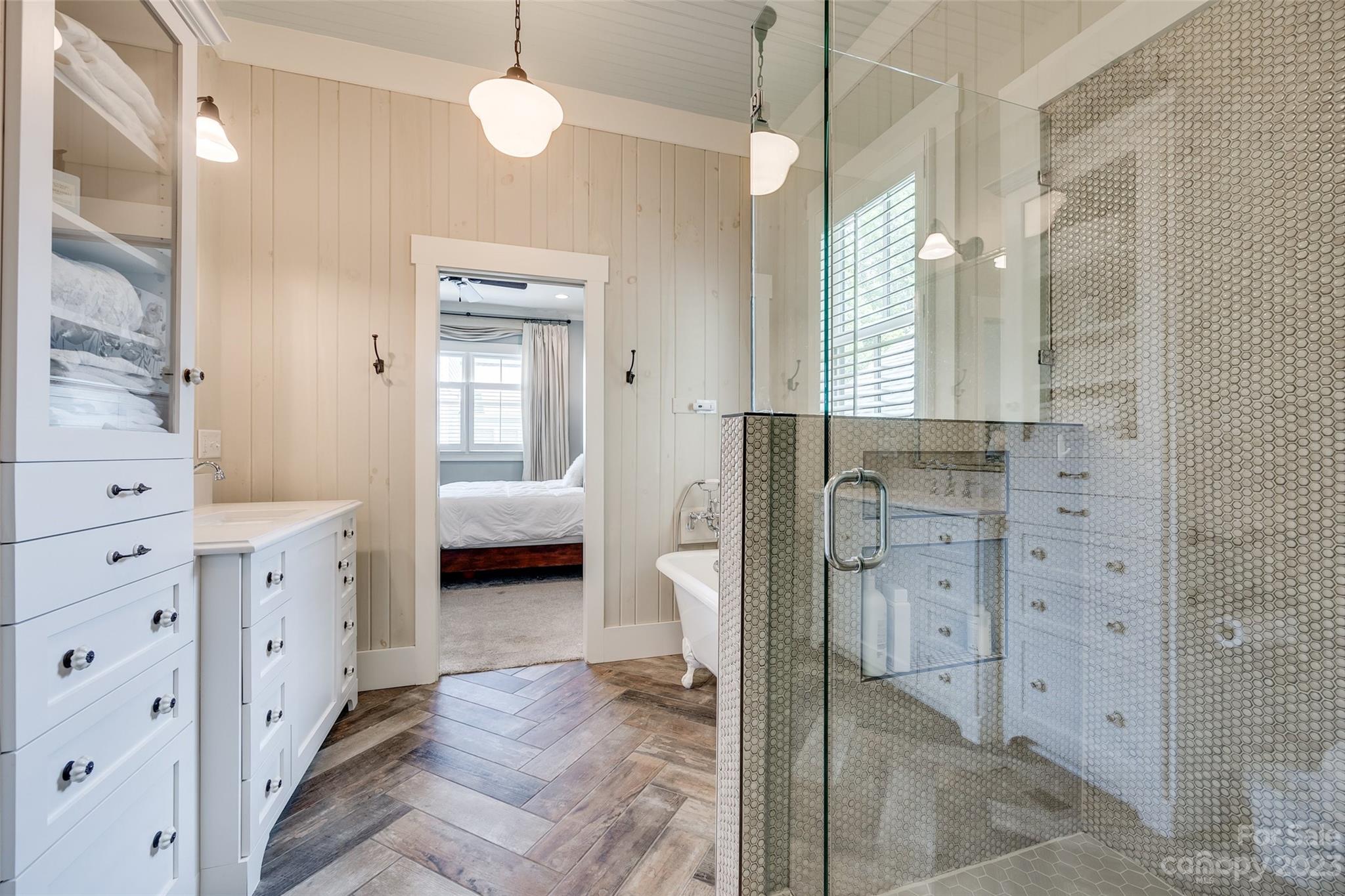 3213 Fifth Baxter Crossing Fort Mill, SC 29708 - Photo 16 of 30 a spacious bathroom with a double vanity sink a mirror and a shower