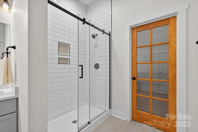 a bathroom with a shower