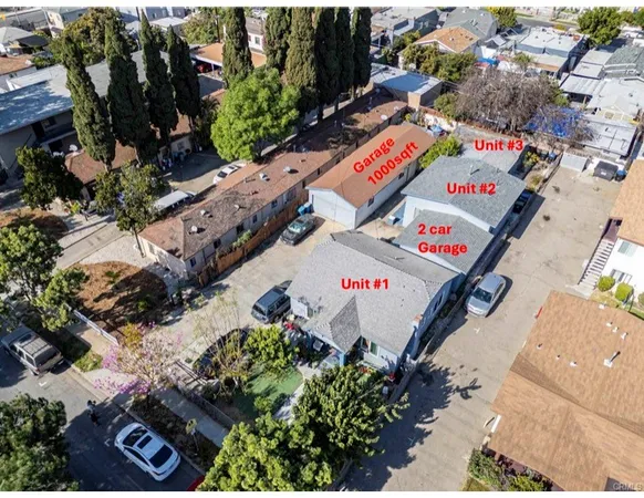 an aerial view of a house