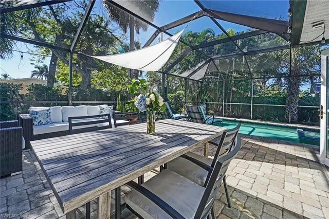 a view of outdoor space with seating