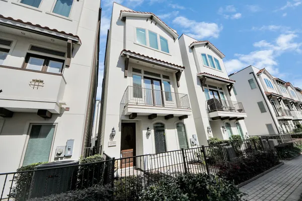 a view of a large building with a door
