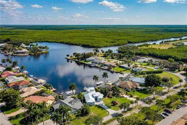 a view of a lake with a houses