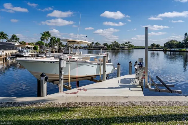 a view of a lake with a sitting area