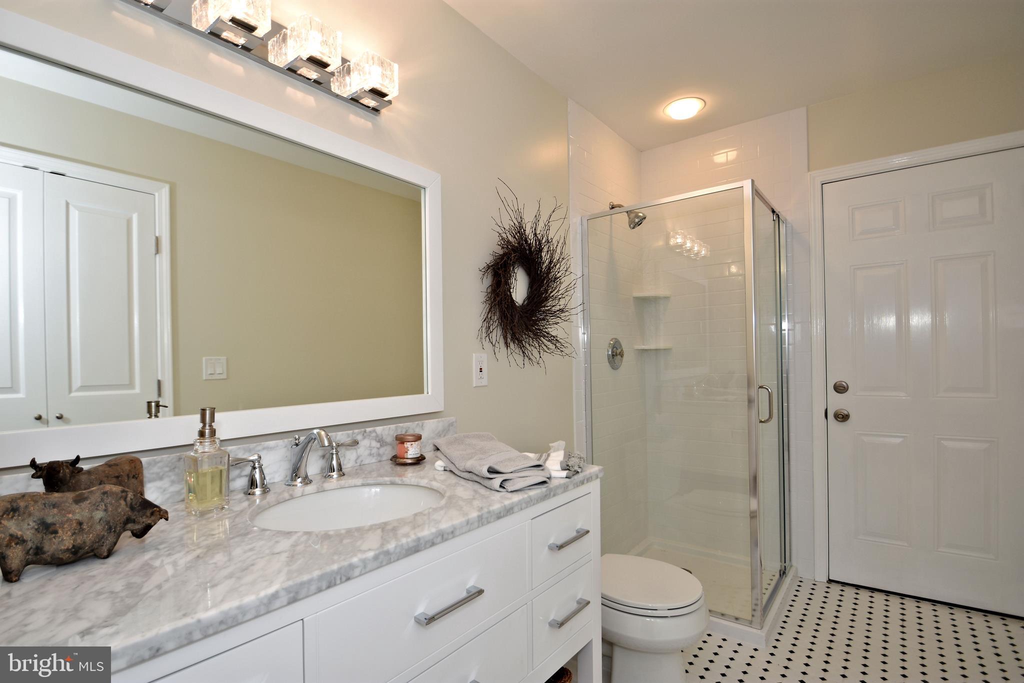 312 Ferry Road Doylestown, PA 18901 - Photo 28 of 66 a bathroom with a granite countertop sink a toilet and shower