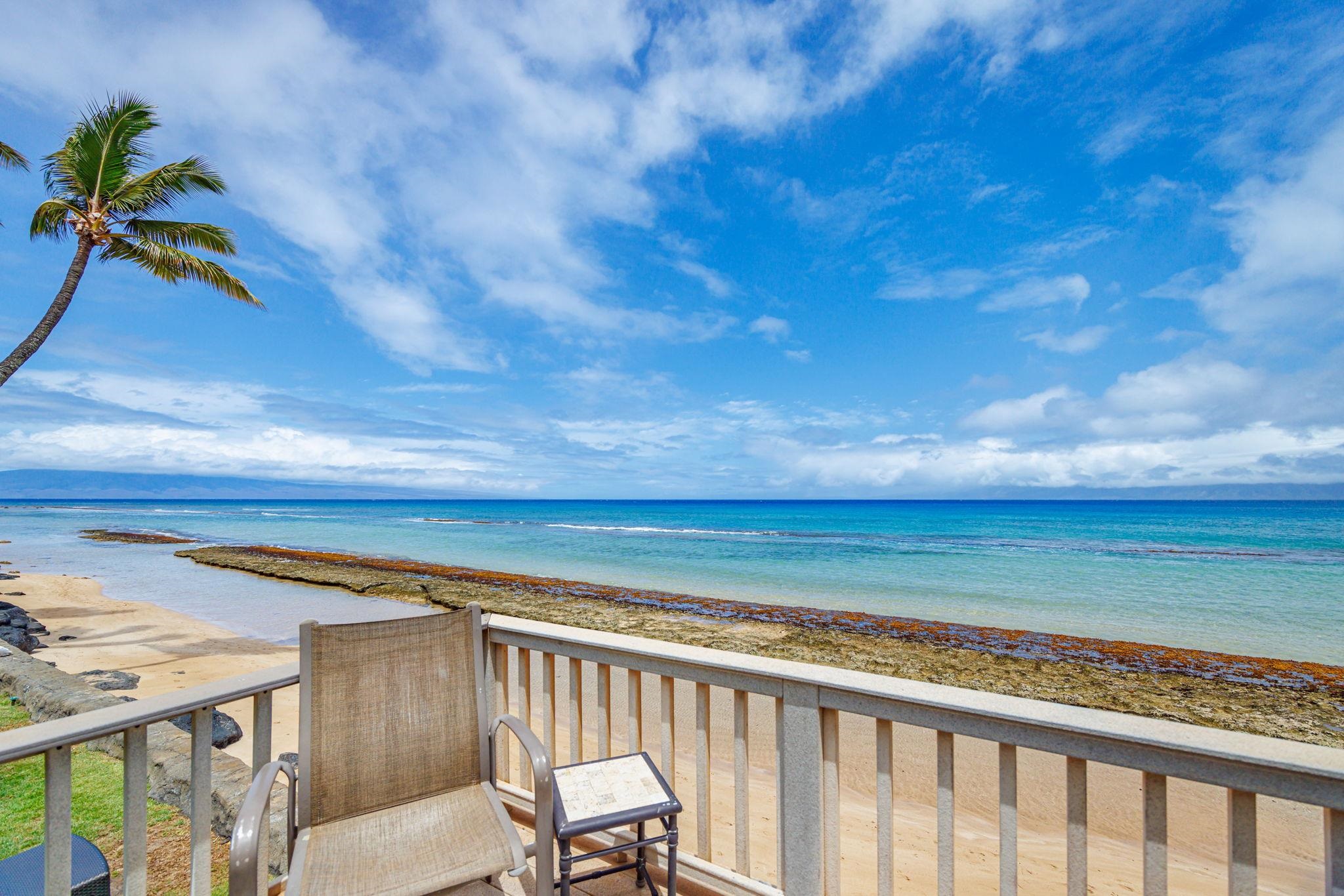 3559 Lower Honoapiilani Road, Unit 720 Lahaina, HI 96761 - Photo 26 of 31 a view of a balcony with furniture