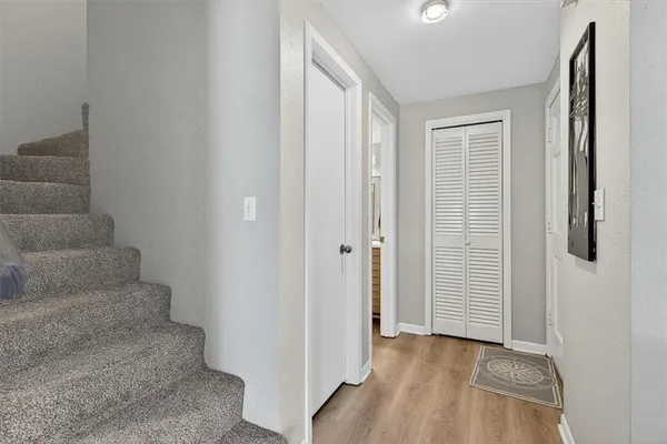 a view of an entryway with staircase