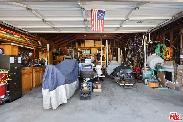 a view of a storage room with racks