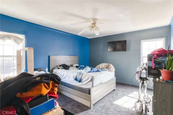 a bedroom with furniture and a window
