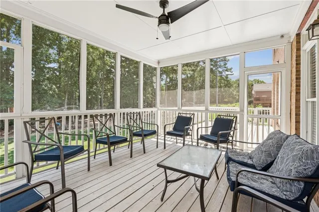 an aerial view of a house with a garden