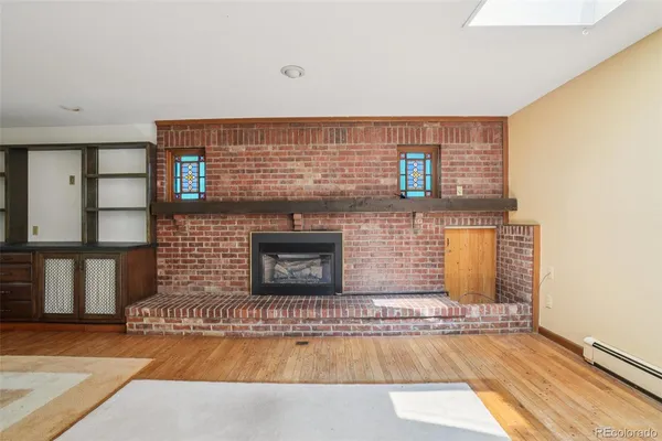 a view of a fireplace in a room