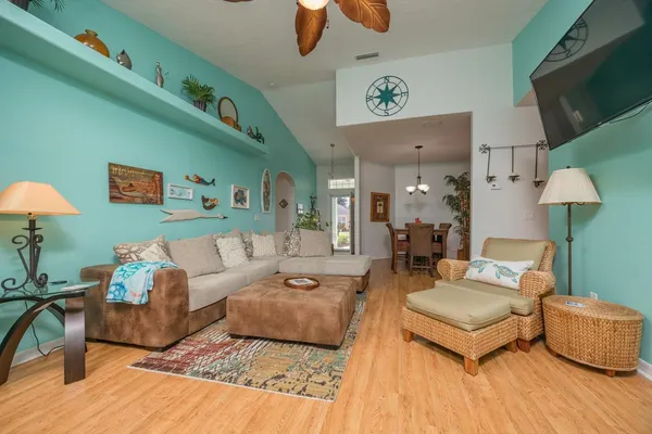 a living room with furniture