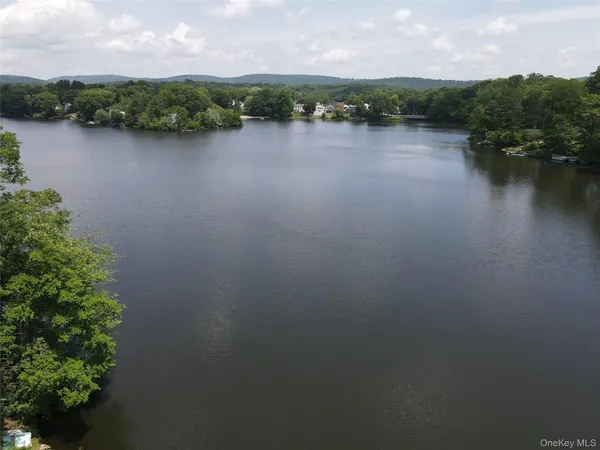 a view of a lake with houses