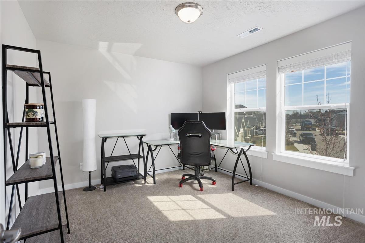 3729 South Maple Ridge Avenue Nampa, ID 83686 - Photo 35 of 46 Office space with a textured ceiling and light colored carpet