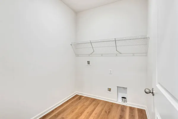 a view of a room with racks on the wall