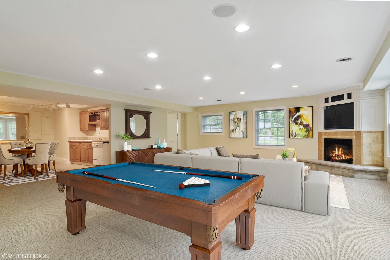 1885 West Durham Drive Inverness, IL 60067 - Photo 21 of 28 a living room with furniture pool table and a fireplace