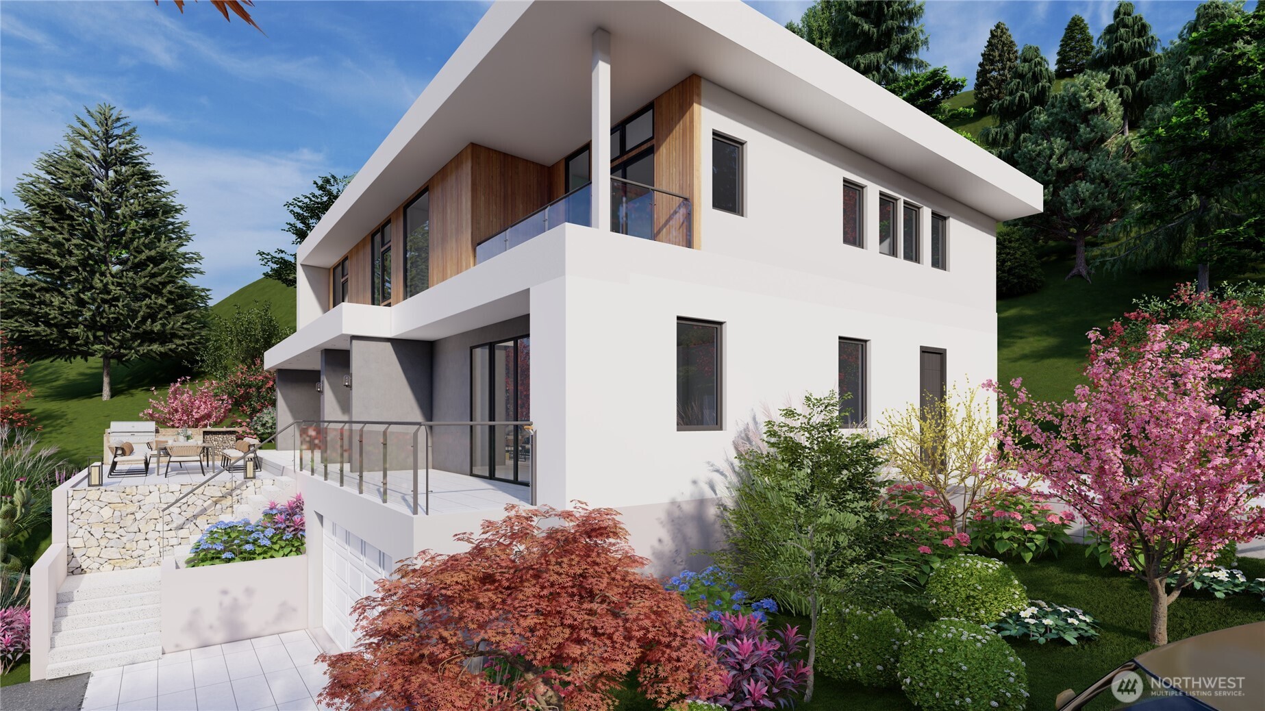 7421 East Mercer Way Mercer Island, WA 98040 - Photo 9 of 15 a front view of a house with a garden