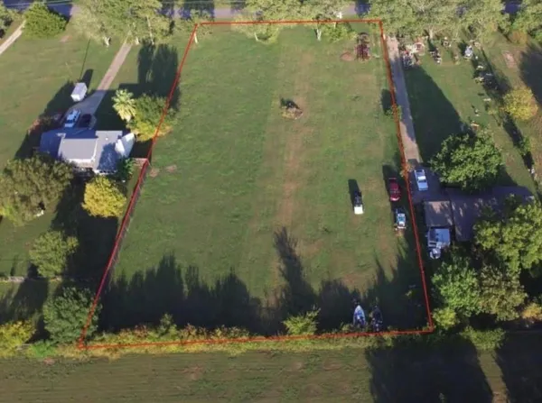an aerial view of a house