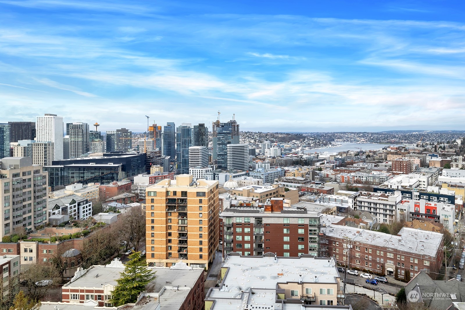 1321 Seneca Street, Unit 1708 Seattle, WA 98101 - Photo 3 of 14 an aerial view of a city with buildings