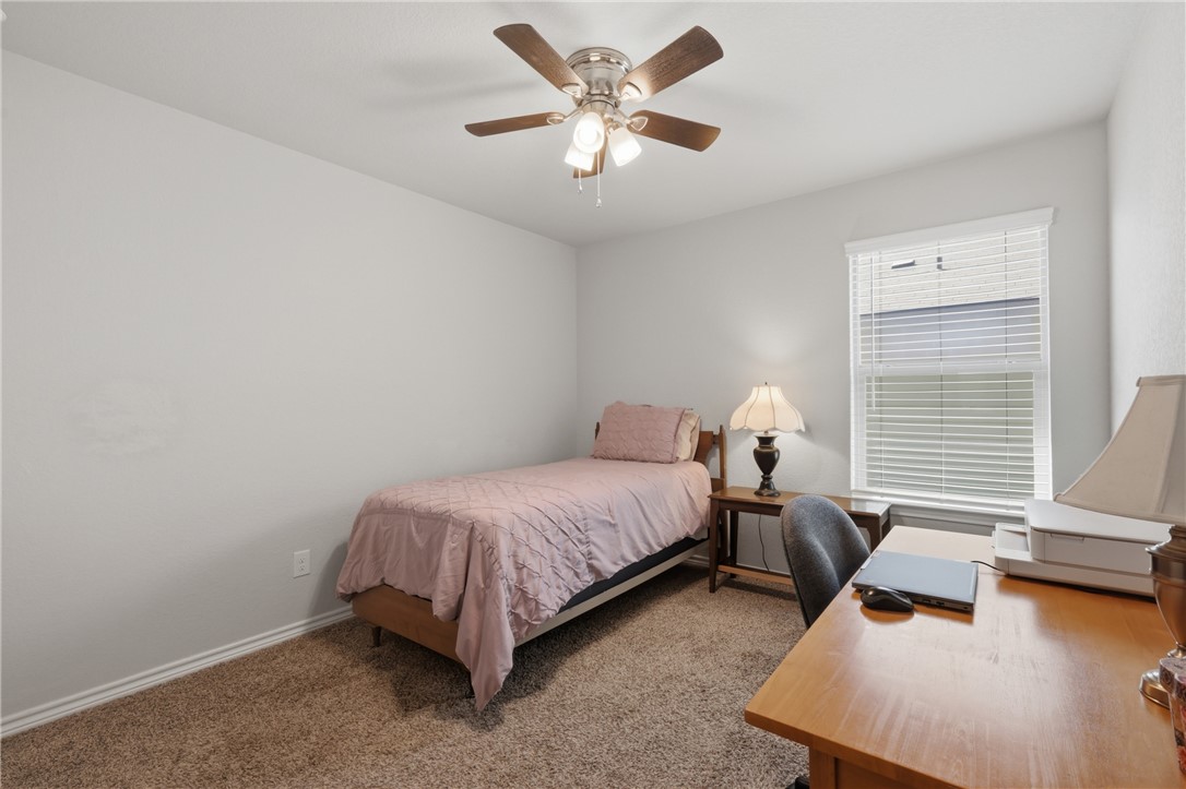 1943 Thorndyke Lane Bryan, TX 77807 - Photo 16 of 28 Large bedroom (2) with tons of natural light, carpet, and a ceiling fan.