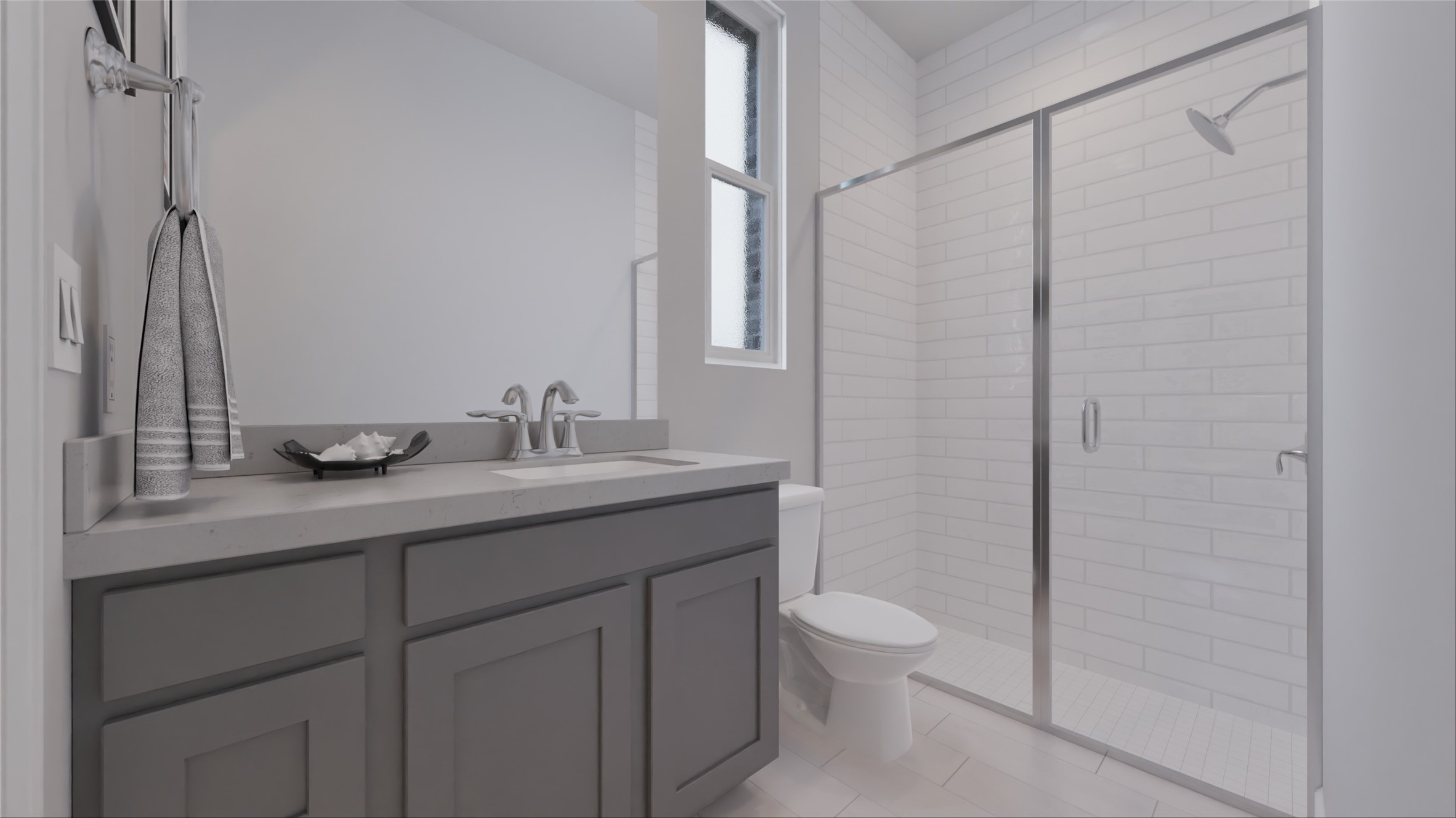 1514 Gentle Wind Court Angleton, TX 77515 - Photo 26 of 27 a bathroom with a granite countertop sink a toilet and a shower