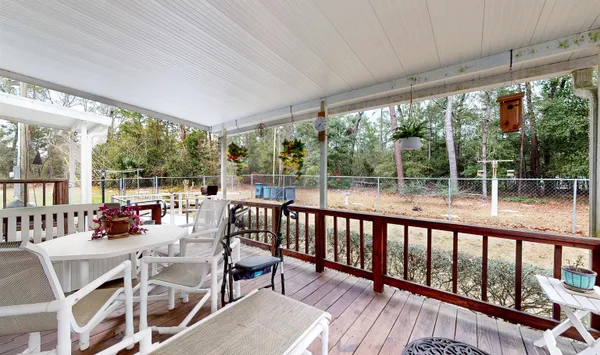 a view of porch with a seating space