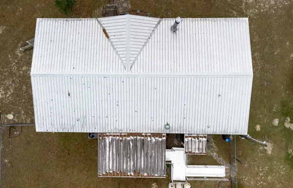 a view of a building with wooden floor