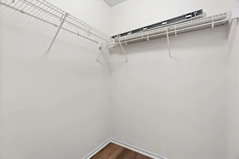 a view of a room with racks on the wall