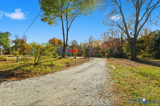 a view of a yard with trees