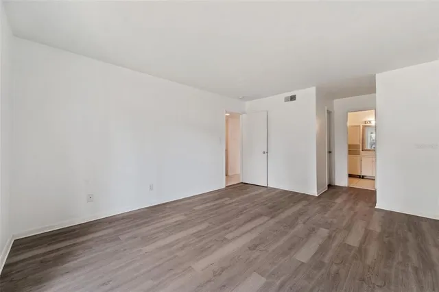 a view of an empty walk in closet