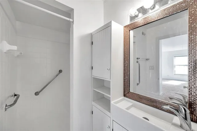 a bathroom with a shower