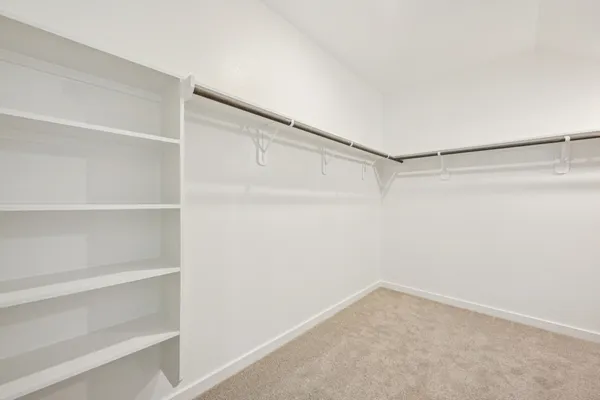 a view of an empty walk in closet