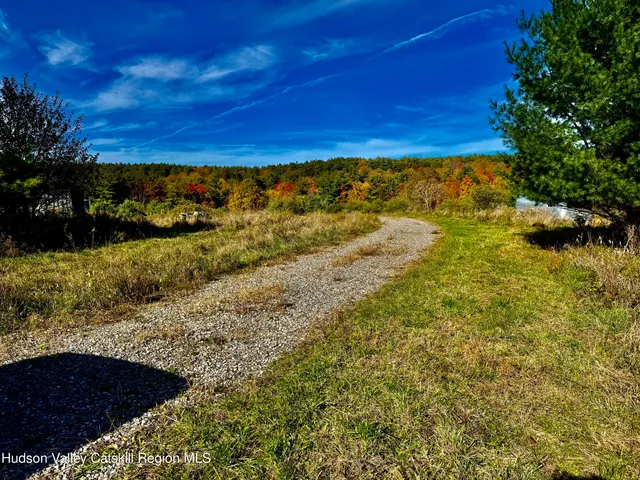 a view of a yard with wooden fence