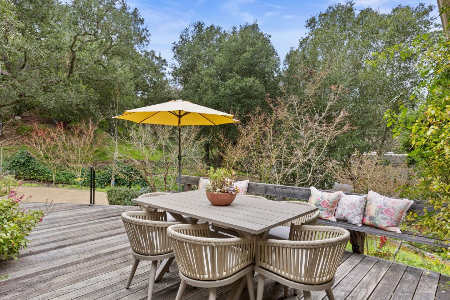 460 Aspen Way Los Altos, CA 94024 - Photo 13 of 30 a view of a table and chairs on the deck