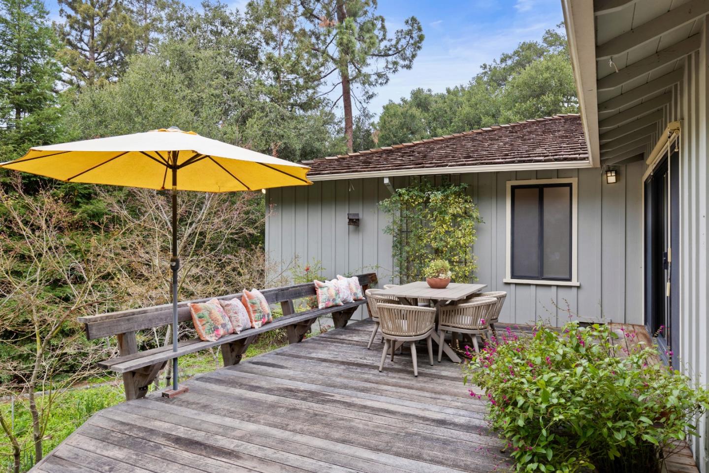 460 Aspen Way Los Altos, CA 94024 - Photo 14 of 30 a view of a house with backyard sitting area and garden