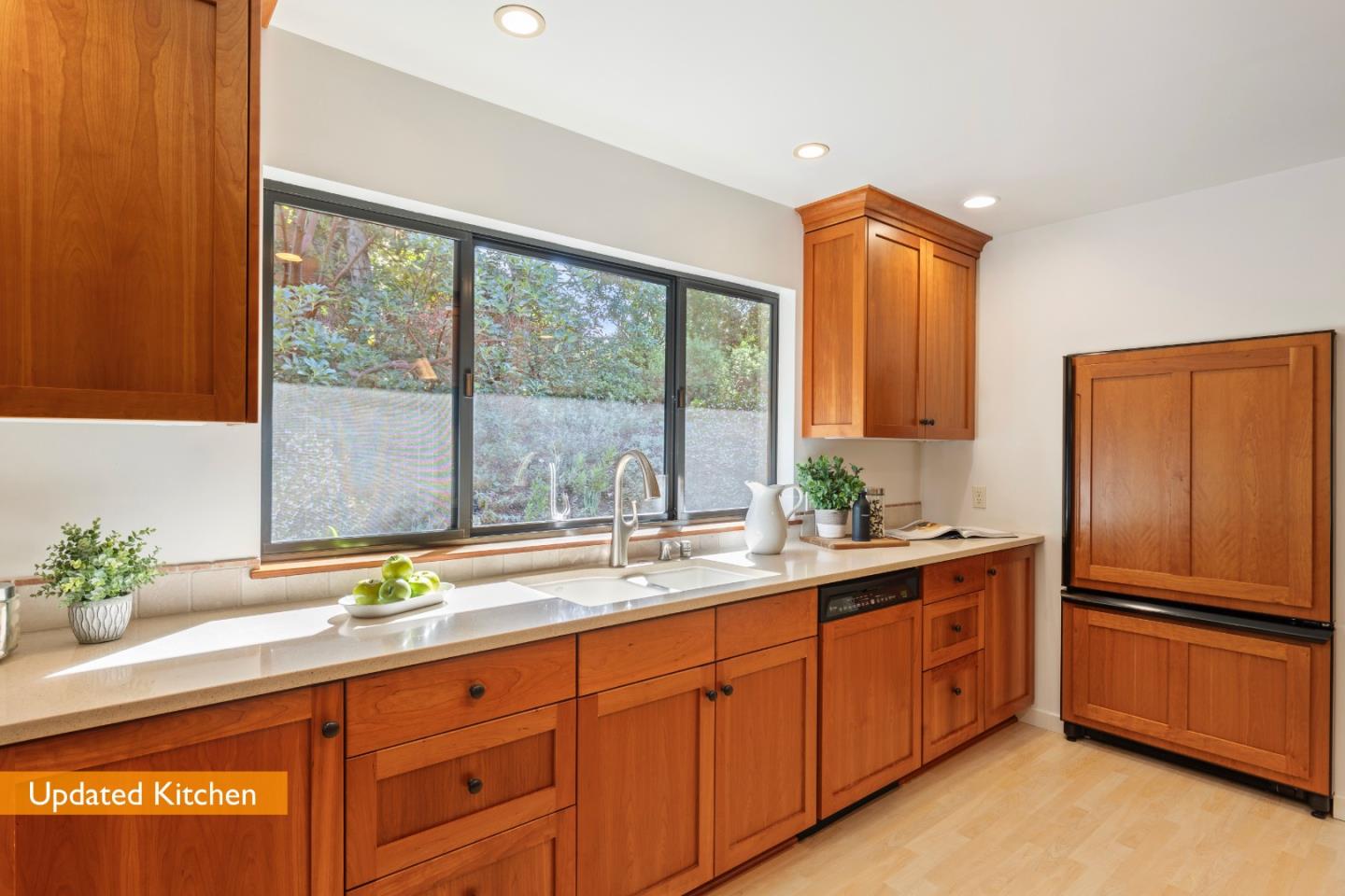 460 Aspen Way Los Altos, CA 94024 - Photo 5 of 30 a kitchen with granite countertop stainless steel appliances a sink and large window