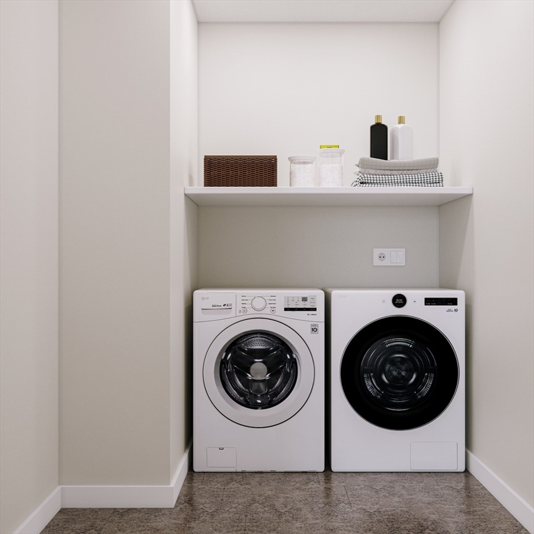 25 Adams Circle, Unit A Devens, MA 01434 - Photo 21 of 22 a utility room with dryer and washer