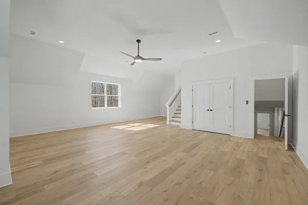 a view of a lake with a mountain in the background