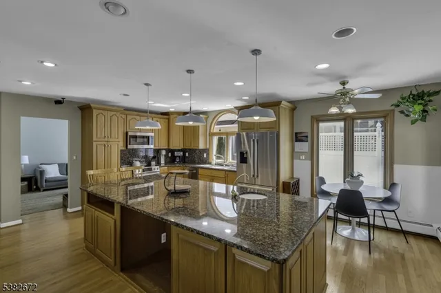 a kitchen with lots of counter top space